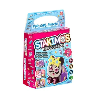 Image of TOMY Stakimos Pop Girl Phoebe Kids Craft Set to Build Your Own Adorable 3D Character from Recycled Polyester Foam No Glue or Cutting Needed Kits for Ages 6+ Years