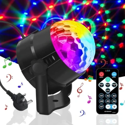 Image of Disco Lights, Jsdoin 360Rotation Sound Activated Ball Lights with Remote Control, Party Light for Kids Halloween Xmas Birthday Parties Lighting, Dance Karaoke Decorating