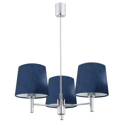 Image of Bolzano Multi Arm Pendant Ceiling 3 Light Navy Blue, Chrome