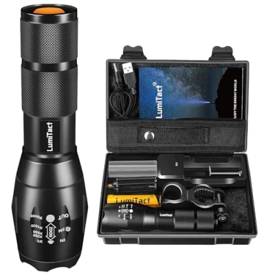 Image of Lumitact G700 Led Torch Rechargeable Super Bright Tactical Flashlight 300000 Lumen Zoomable Handheld Torches for Camping Hiking Emergency
