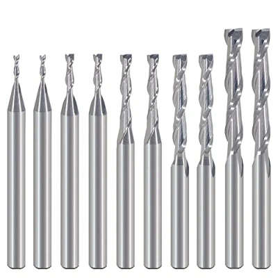 Image of EU_HOZLY 1mm 1.5mm 2.0mm 2.5mm 3.175mm Carbide 2 Flute Spiral Milling Cutter CNC Engraving Router Bits
