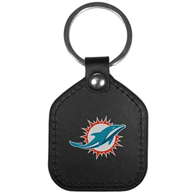 Image of Siskiyou Sports NFL Miami Dolphins Unisex Leather Square Key Chains, Black, One Size