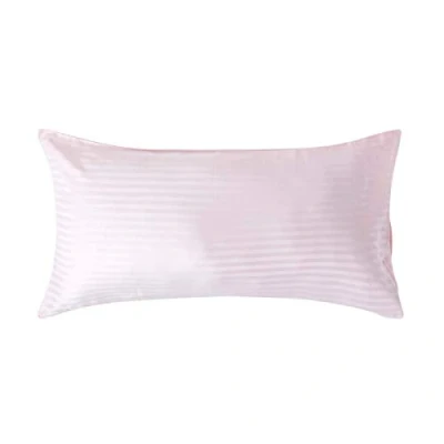 Image of HOMESCAPES Pink Pure Egyptian Cotton King Size Pillowcase 330 TC 500 Thread Count Percale Equivalent Satin Stripe Housewife Pillow Case Pack of 2