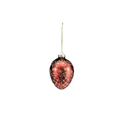 Image of Gisela Graham Red and Gold Glass Egg Bauble