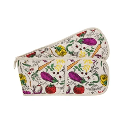 Image of The British Textiles Co VEGETABLES Double Oven Glove 18x88cm White 100% Cotton