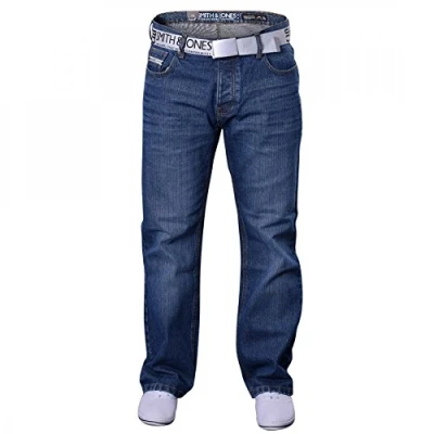 Image of Smith and Jones Mens Bootcut Flared Wide Bottom Hardwearing Fashion Denim Jeans Jeremilio 40W / 32L Stone Wash