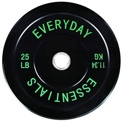 Image of BalanceFrom Everyday Essentials Color Coded Olympic Bumper Plate Weight Steel Hub, black