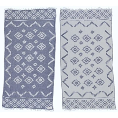Image of Bersuse 100% Cotton Teotihuacan Turkish Towel Dark Blue