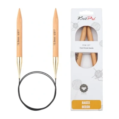 Image of KnitPro 120 cm x 12 mm Basix Fixed Circular Needles, Birch