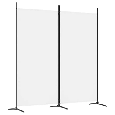 Image of vidaXL 2 Panel Room Divider in White Fabric and Iron Foldable Portable Versatile Use Durable Breathable Material 175x180 cm