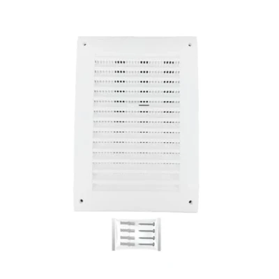 Image of H&amp;C Vent White Ventilation Grille with Slider and Insect Protection 9,8 x 6.7Inch / 250 170mm │ Cover Extractor Air Covers for Inside Outside Pipe Wall Door Window