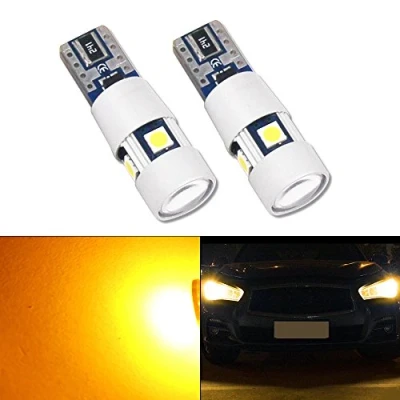 Image of HSUN T10 LED Light Bulb,W5W 501 175 194 12961 2825 5LED SMD3030 Chip with Canbus Function for Car Side Marker Indicator Light,Backup Light,Interior and More,Amber/Orange