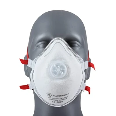 Image of FFP3 Face Mask Pk 1 Disposable Moulded Respirator EN149 CE Certified Advanced 3 Layer Filtering of Particles, Vapours and Fumes Exhalation Valve, Elasticated Ear Loops Pliable Nose Bridge
