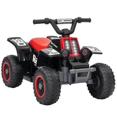 Image of AIYAPLAY 6V Electric Quad Bike for Kids, Battery Powered Ride On ATV with Forward Backward, LED Headlights, Ages 18 36 Months, Black and Red