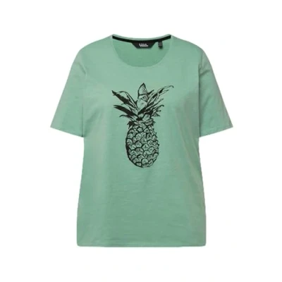Image of Ulla Popken Women&#039;s Pineapple Print T Shirt 831853, Light Green, 20 UK/22 UK