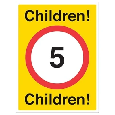 Image of V Safety School Warning Signs Children 5mph 600x800mm Class RA1 Reflective 3mm Aluminium Composite With Anti Graffiti Coating &amp; Fixing Channel Sign
