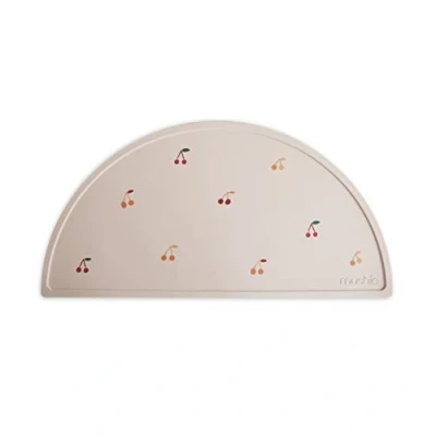 Image of Mushie Silicone Placemat for Kids Non Slip Design Material: Food Grade Easy to Clean &amp; Stain Resistant BPA Phthalate Free (Cherries)