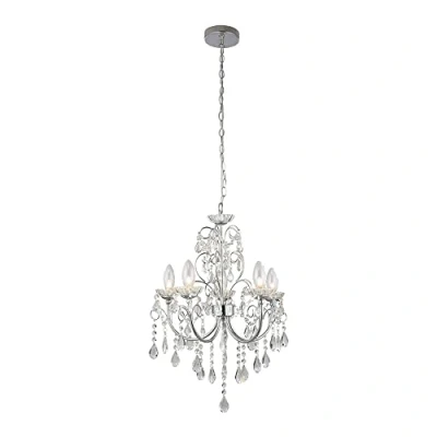 Image of Tabitha 5 Light Bathroom Ceiling Pendant Chrome, Clear Crystal (K9) Glass Detail IP44, G9