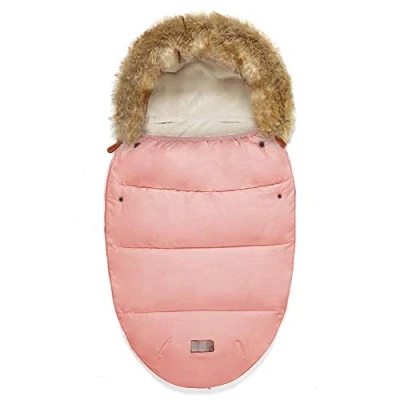 Image of Pram Universal Footmuffs Fleece Lined Snuggly Cosy Toes Footmuff Bunting Bags Waterproof Fitting for Pushchairs Strollers Prams Buggy Car Seat (Naked Pink)