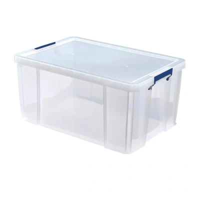 Image of BANKERS Box 2x 70L Plastic Storage with Lids, ProStore Super Strong Stackable Boxes (30 x 48 38.5cm), Clear