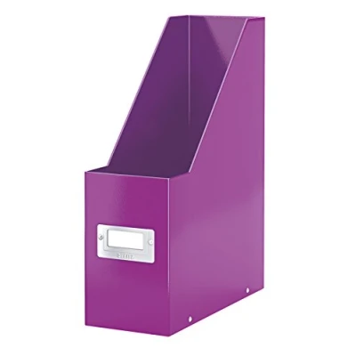 Image of Leitz Magazine File Holder, A4, Cardboard Document Storage Box with Label, Foldable, for Home, Office &amp; School, Click and Store Range 60470062 Purple