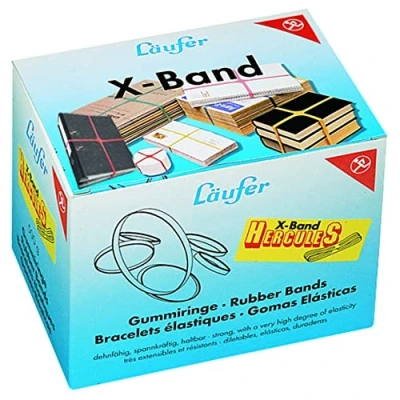 Image of Läufer 59078 Rondella x Band Hercules, Extra Large Cross Bands, Rubber Bands 250 25 mm, Diameter 160 500 g Box, Assorted Colours