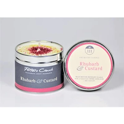 Image of Potters Crouch Scented Candle in a Tin Rhubarb &amp; Custard