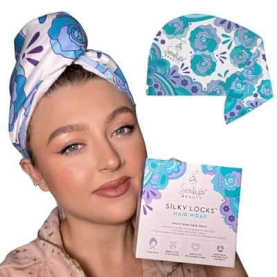 Image of Silky Locks Microfiber Hair Towel Turbans for Wet Quick Dry Turban Curly, Long &amp; Thick Drying Wrap Towels Curly Women Anti Frizz
