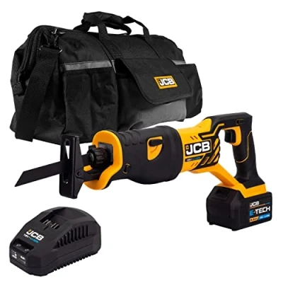 Image of JCB 18v Cordless Reciprocating Saw, 5.0Ah Battery, Fast Charger, Variable Speed &amp; Adjustable Position Foot Plate, Tool Free Blade Changing, 20&quot;&quot; Power Kit Bag, 3 Year Warranty