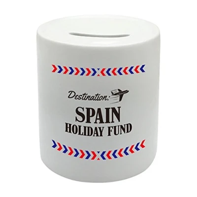 Image of BS024 SPAIN HOLIDAY FUND Novelty Gift Printed Ceramic Piggy Bank Money Saving Box