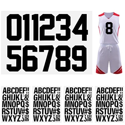 Image of Pilikoll 147 PCS Iron on Letters Numbers, Waterproof Heat Transfer 8 Inch Numbers &amp; 2 for Clothing Sports T Shirt Uniform DIY Fabric (Black)