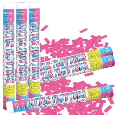 Image of 50cm Gender Reveal Confetti Cannons Multi Packs (Pink, 12 Cannons)