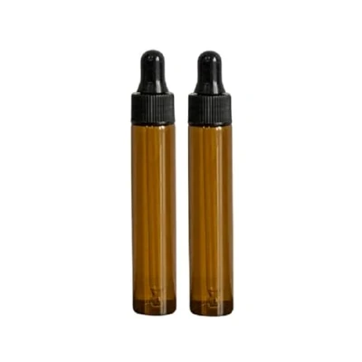 Image of CMJ™ 2 x 10ml Thin Amber Brown Pipette Empty Glass Dropper Bottles Aromatherapy