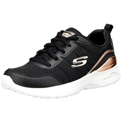 Image of Skechers Skech AIR Dynamight Trainers, Women&#039;s, Size: 6, Black/rose gold Imitation leather/ textile