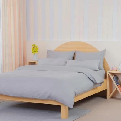 Image of Sheet Story Bamboo Duvet Cover Double Size 400 Thread Count Luxuriously Soft and Hypoallergenic with Invisible Buttons Grey Only
