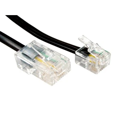 Image of kenable RJ11 Male Plug to 4 wire RJ45 Flat Cable Lead 1m BLACK [1 metres]