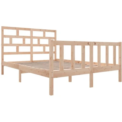 Image of vidaXL 3101348 Bed Frame without Mattress Solid Wood 140x200 cm (810082+814194)