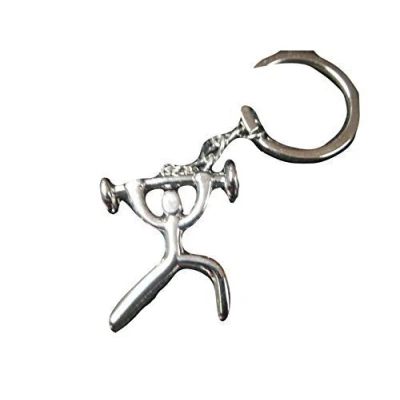 Image of Fat catz copy Silver Tone Metal Bodybuilding Weight Lifting Keyring
