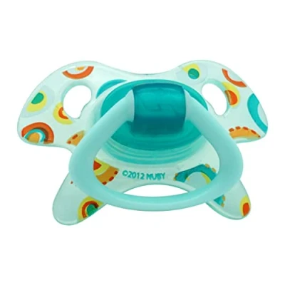 Image of 1x Turquoise GEO Silicone Orthodontic Pacifier with Ring, Teat, BPA Free Newborn Essentials, Ultra Air Dummy for Unisex Babies 0 6 Months