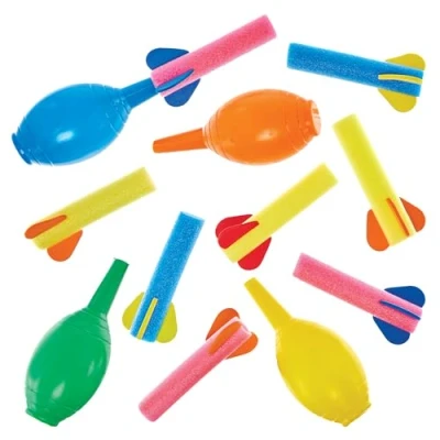 Image of Baker Ross FN143 Foam Rocket Launchers Pack of 8, Flying Party Bag Filler for Kids