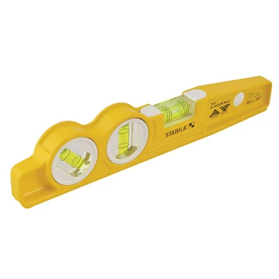 Image of Stabila 16672/4 25 cm&quot;Torpedo Type 81 SV REM W45&quot; Spirit Level with Bag Yellow/Black
