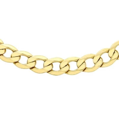 Image of Carissima Gold Unisex 9 ct Yellow Hollow 6.1 mm Curb Chain Necklace of Length 46 cm/18 Inch