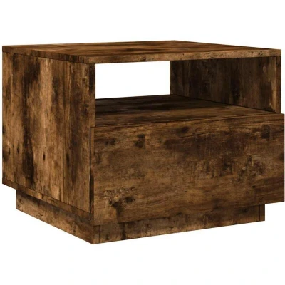 Image of vidaXL Coffee Table with LED Lights Smoked Oak 50x49x40 cm