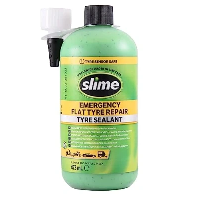 Image of Slime 10125 Flat Tyre Puncture Repair Sealant, Smart Kit Refill, Suitable for Cars, Non toxic, Eco friendly, 473 mL (16oz) Bottle , Green
