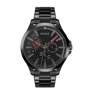 Image of HUGO Analogue Multifunction Quartz Watch for Men with Black Stainless Steel Bracelet 1530175