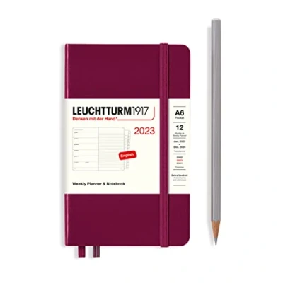 Image of LEUCHTTURM1917 365895 Weekly Calendar &amp; Notebook Pocket (A6) 2023, 12 Months, Port Red, English
