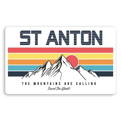 Image of 2 x 10cm St Anton Austria Vinyl Stickers Mountains Ski Luggage Sticker #30182 (10cm Wide)