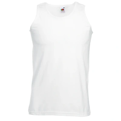 Image of Fruit of the Loom Mens Athletic Sleeveless Vest / Tank Top White Cotton Size Small