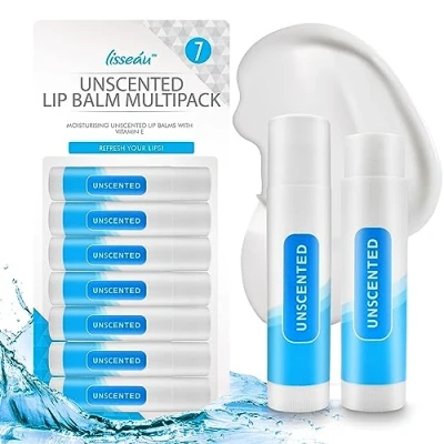 Image of 7pk Unscented Lip Balm Multipack Moisturiser &amp; Hydrating Stick Care Balms Original Lipbalm Natural Repair for Dry Lips With Vitamin E