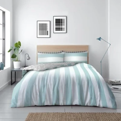 Image of GC GAVENO CAVAILIA Kingsize Stripes Duvet Cover Set, Light Weight Reversible Gingham Bedding Cotton Blend Quilt Set With Matching Pillowcases, Multi